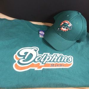 Miami Dolphins matching hat and tee shirt